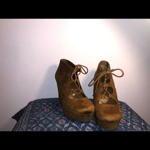 Lace up tied wedged heels